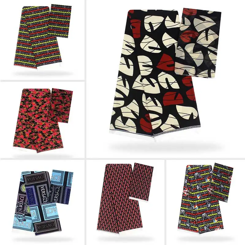 Pure silk fabric african silk wax silk chiffon fabric 2+4yards african fabric dubai lace african wax fabric for patchwork BG03