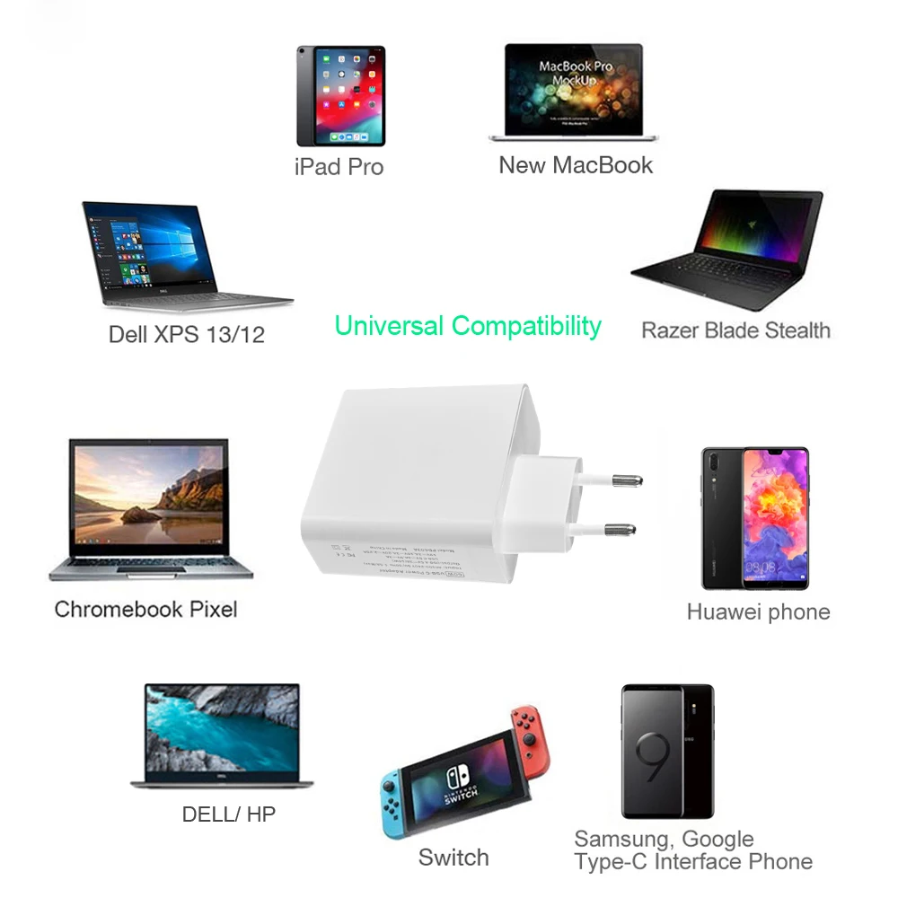 US $20.74 USBC PD 87W Power Adapter1Port PD87W65W Wall Charger Laptop Adapter For MacBook IPad ProUSB A 24A For Samsung IPhone Huawei