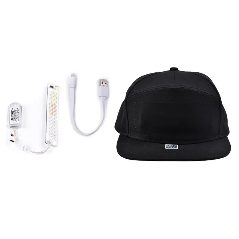 LED Display Cap Smartphone App Controlled Glow DIY Edit Text Hat Baseball Tennis Sports Cap NEW
