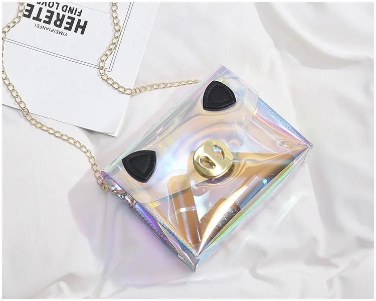 

Transparent WOMEN'S Bag 2019 New Style Fashion Bag PVC Pig Korean Version of MORI Series Simple Shoulder Bag with Chain