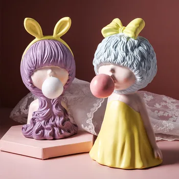 

Home Decor Resin Girl Princess Portraits Bust Figurines Girl Bubble Table Decoration Craft Sculpture Home Decor Accessories