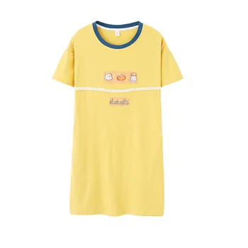 

Summer women's short sleeved nightdress cartoon pattern is sweet and can be worn outside the home clothes loose living clothes