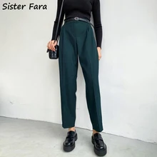 

Sister Fara Spring Autumn Straight Suit Pants for Women High Waist Elegant Ankle-Length Pants Ladies Casual Full Length Trousers