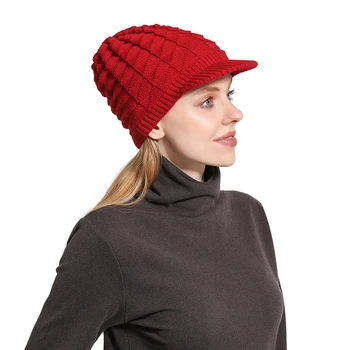 

New Women Winter Hat Warm Beanies Fleece Inside Knitted Hats For Woman Rabbit Fur Cap Autumn And Winter Ladies Fashion Hat