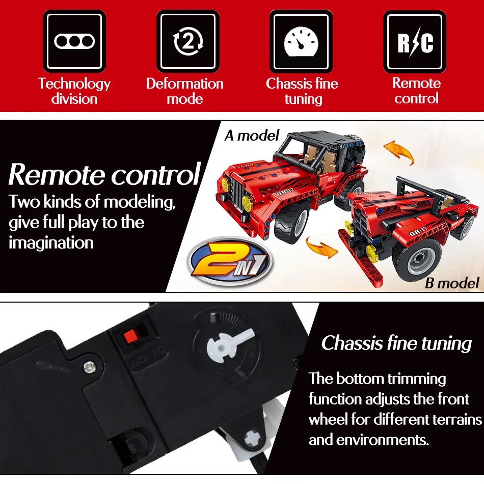 RC 2,4 ГГц новая техническая серия автомобильные строительные блоки двойной режим город Вранглер гоночный автомобиль кирпичи транспортное средство с дистанционным управлением игрушки для детей