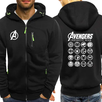 

Mens Sportswear Hooded Jackets Zipper Hot Sale Autumn 2019 Casual Long Sleeve Coat The Avengers LOGO Fashion Hoodie Sweatshirts