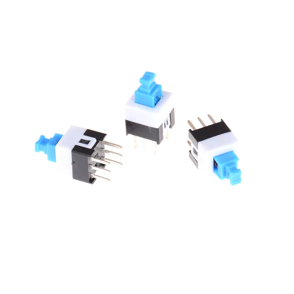 50PCS/Lot  NEW 6Pin Push Tactile Power Micro Switch Self Lock On/Off Button Latching Switch Electronic 7X7mm 7*7mm Wholesale