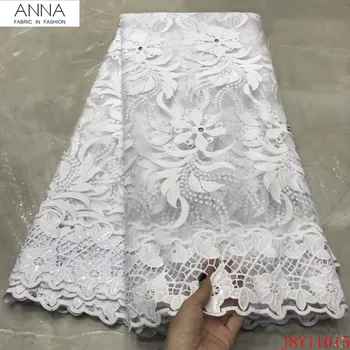 

Anna white african sequins lace fabric 5 yards embroidery with rhinestones french net laces nigerian tulle fabrics for wedding