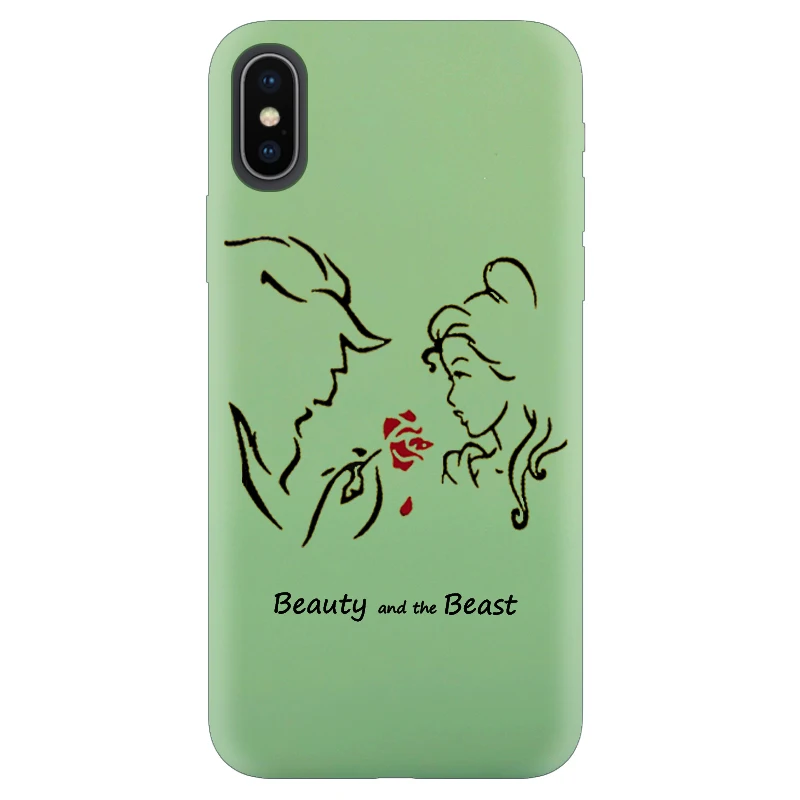 Couple Beauty and the Beast Cover for iPhone 11 X XR Xs Max 8 7 6 Plus 6S 5S SE Soft Silicone Phone Case Coque Fundas Bag - Цвет: Beauty 6Green