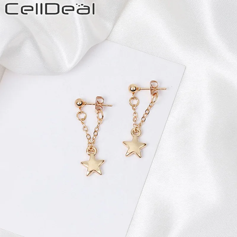 CELLDEAL Модные Простые креативные серьги-подвески с пятиконечной звездой для