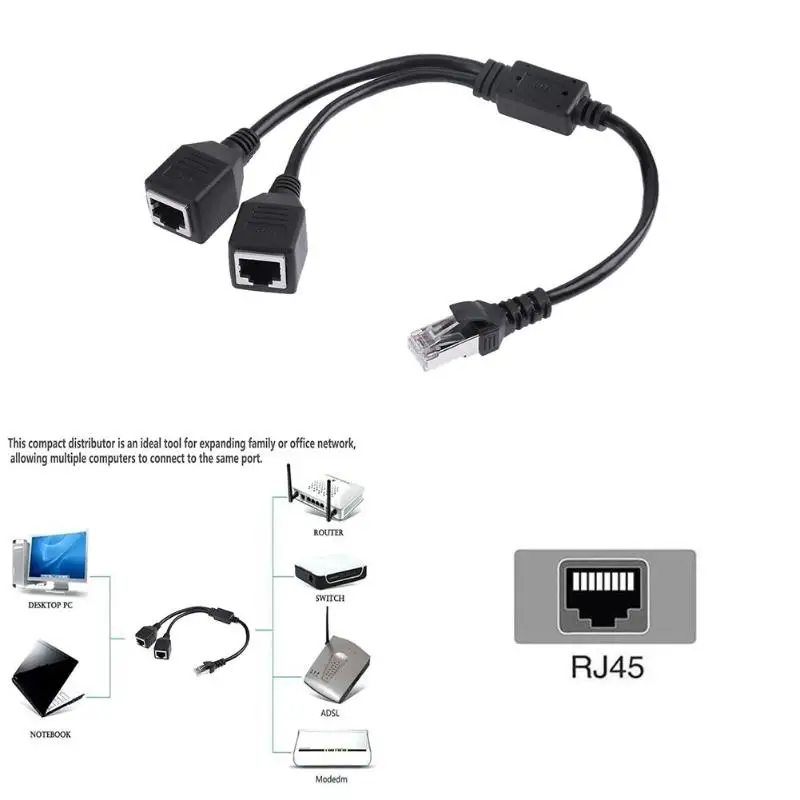RJ45 папа 2 Женский адаптер конвертер Ethernet LAN Сетевой разъем удлинитель сплиттер