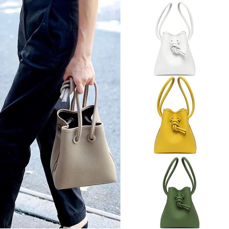 

Autumn And Winter New Style Cowhide Bucket Bag Women's Pull-belt Leather Bag Shoulder Fashion Retro Non-mainstream Mini Trendy B