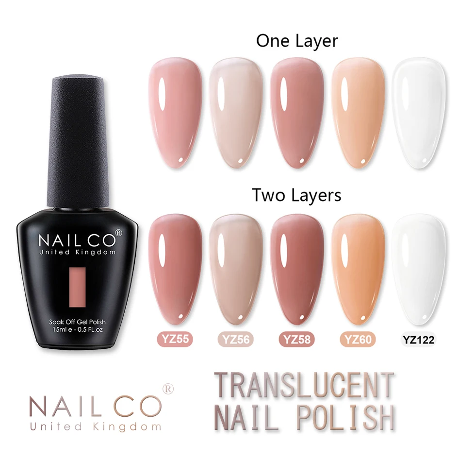 Новинка 2022 весенний Прозрачный Цветной Гель-лак NAILCO 15 мл Желейный для ногтей
