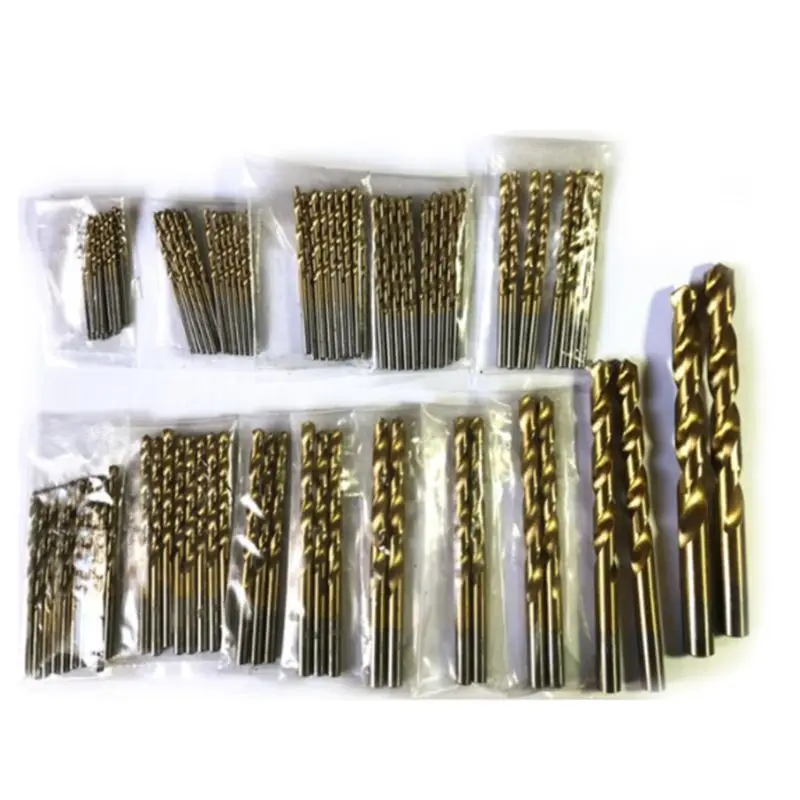 

OOTDTY Titanium Coated HSS Drill Bit Set 99 Pcs Piece And Case Wood Metal Kit 1.5-10mm High Quality 63HF