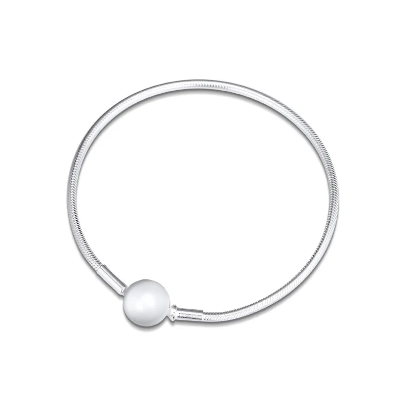 

Me Collection 925 Sterling Silver Bracelets for Women Signature Round Clasp DIY Snake Chain Thin Charms Bracelets Jewelry New