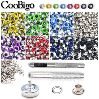 

400PCS 5MM Metal Eyelet Buckles & Mounting Tools Grommets Rivets Replacement Colorful Buckle Laces Eye Hole Leather DIY Craft