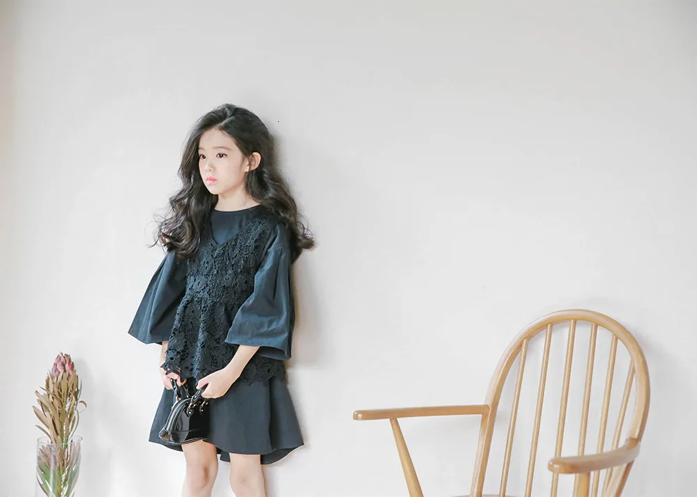 preppy style solid cotton spring dresses for girls 2018 autumn loose dress baby big girl clothes children a line dress clothing (15)