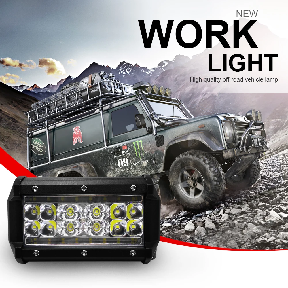 

led work light Quad Row 5Inch LED Bar LED Light Bar for Car Tractor Boat OffRoad Off Road 4WD 4x4 Truck SUV ATV Driving 12V 24V