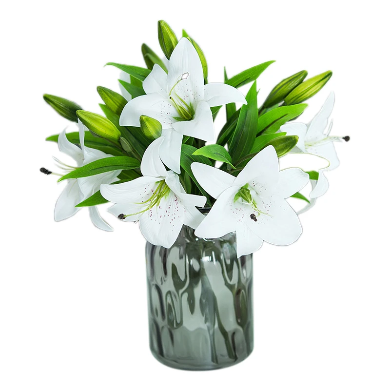 

10Pcs Colorful Artifical Lily Flower Bouquet Silk Flower for DIY Wedding Holiday Festival Party Home Room Decor