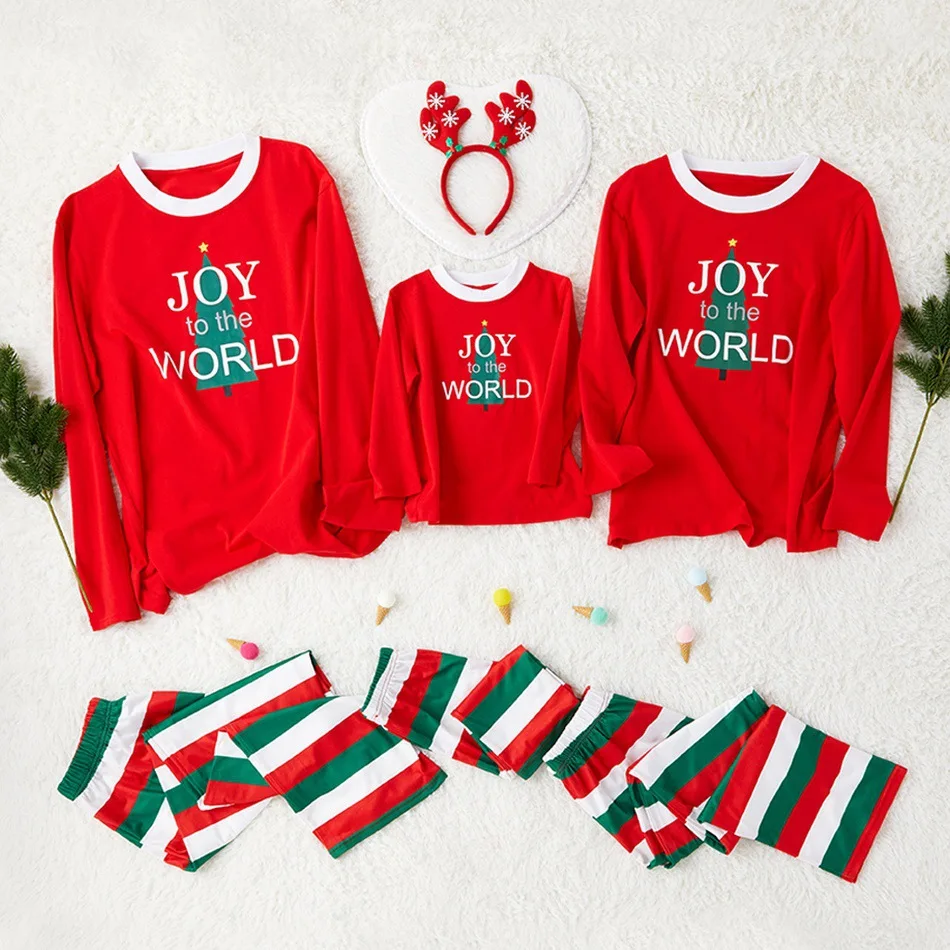 

Christmas Parent-child Clothes Set 2019 New Year's Red Merry Christmas Pyjamas Family Matching Adult Women Kid Sleepwear Pajamas