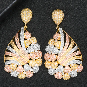 

GODKI Jimbora Indian Dubai Gorgeous Luxury Bridal Wedding Earrings For Women Trendy Shiny Statement Waterdrop CZ Drop Earrings