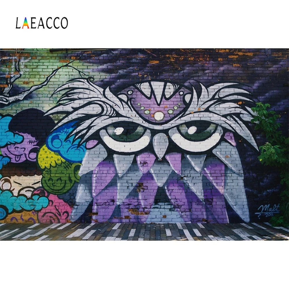 

Laeacco Brick Wall Graffit Bird Photography Backdrops Customized Photocall Portrait Photographic Backgrounds For Photo Studio