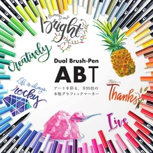 TOMBOW AB-T художественная кисть Ручка японская каллиграфия ручка 96 цветов Двойные головки Профессиональный водный маркер ручка для рисования