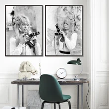 Brigitte Bardot French Fashion Poster Canvas Scandinavian Black and White Model Photo Vintage Picture Wall Art Home Decor