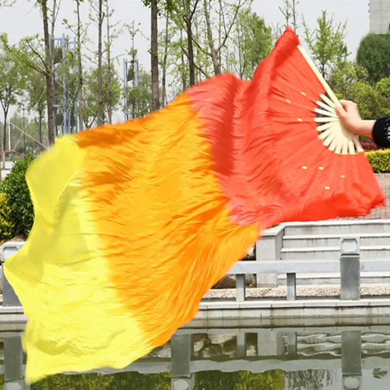 

Hot Sell Cheap Kids Women Belly Dancing Fan Veils 1 Pair Gradient Color Dancer Practice Long Fan Props Belly Dancing Fans 150cm