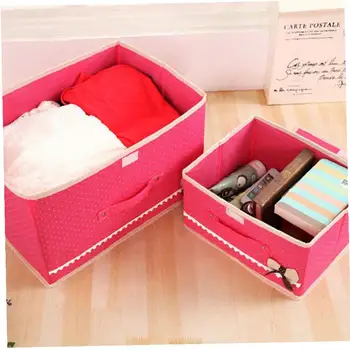 

2Pcs Practical Bowknot Storage Box Foldable Storage Container for Clothes Toys Gadget Storing - Watermelon Red