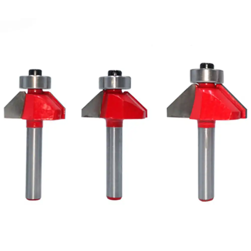 YH-KE Drill Shank 45 Degree Chamfer Router Bit Edge Forming Router Bit Woodworking Tool 1//4 Inch Drill Bits Tools