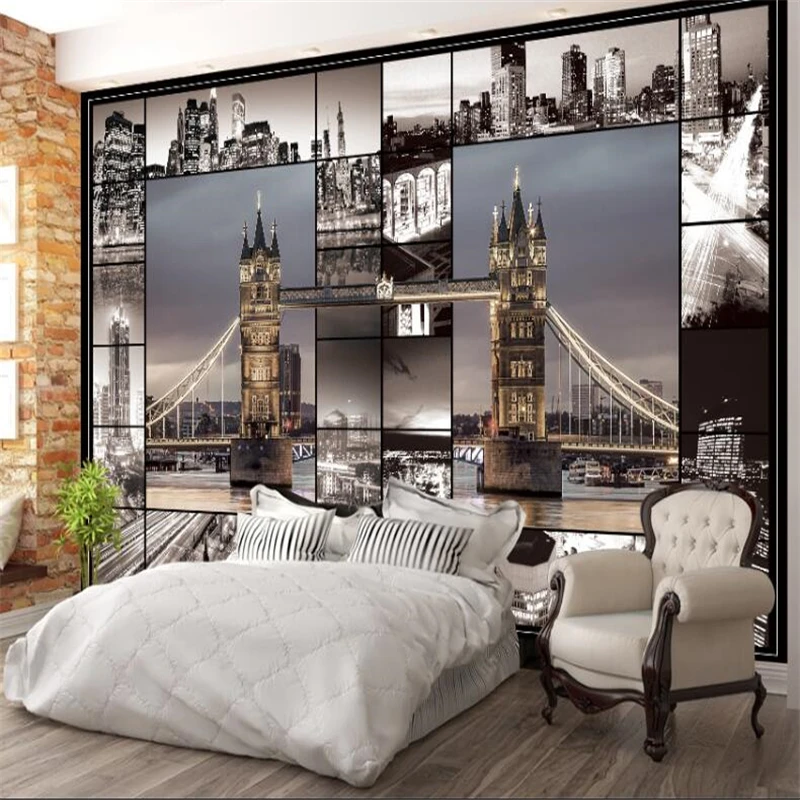 Beibehang-London-England-Architecture-Retro-Background-Wall-Painting-Custom-Large-Mural-Green-Wallpaper-papel-de-parede (3)