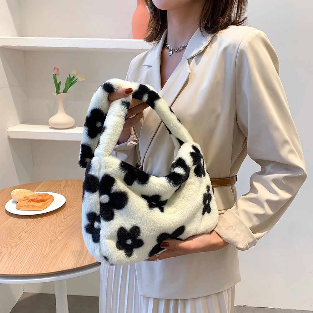 fluffy flower print bag