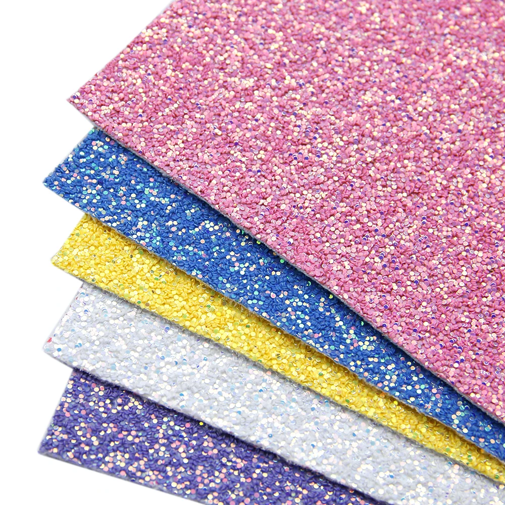 

david angie 6Pcs/Set 20*34cm Colorful Printed Chunky Glitter Faux Synthetic Leather Fabric Sheet Set DIY Hair Bow Fabric,1Yc7414