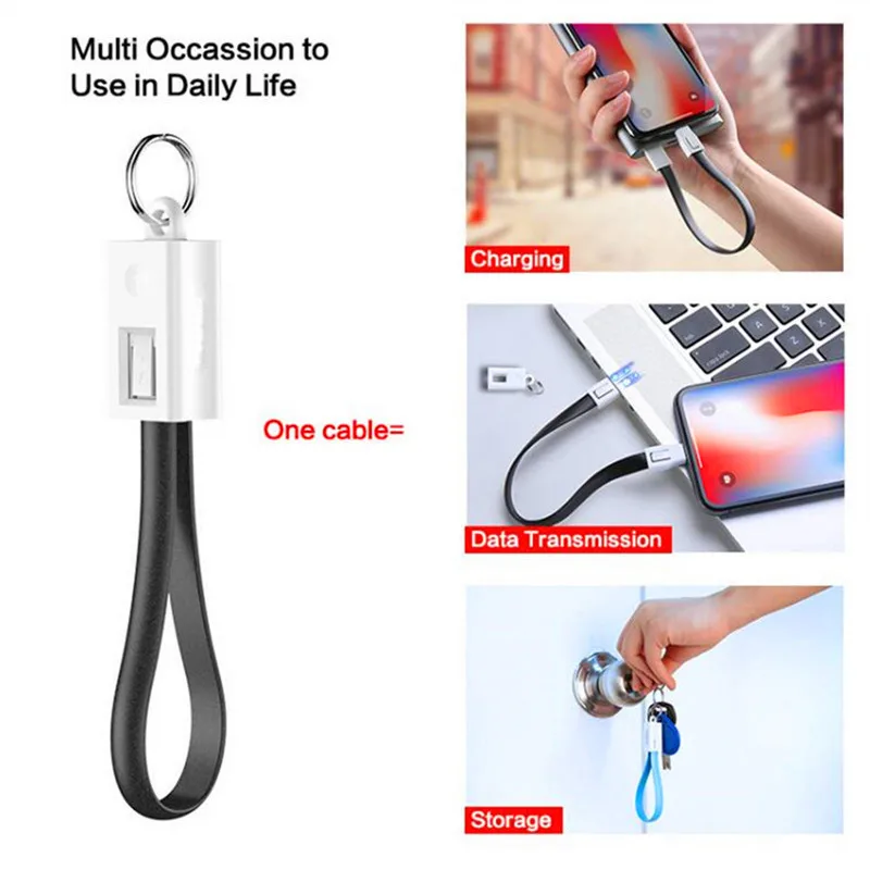 Short Mini Keychain USB Cable Fast Charging Wire Micro USB C Type C For iPhone iPod Android Charger Data Sync Charge Cables Cord iphone charger adapter