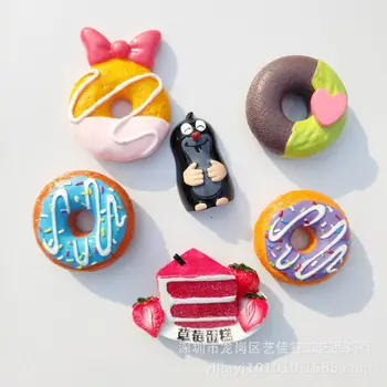 

Fridge Magnet Decor Doughnut Bread Chocolate Avocado Refrigerator Paste 3D Resin Magnetic Stickers Cute Message Paste Gift Ideas