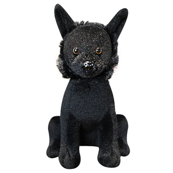 

3D Simulation Plush Black Dog Toys Down Cotton Stuffed Black Puppy DollHousehold Decoration Children's Birthday Gift