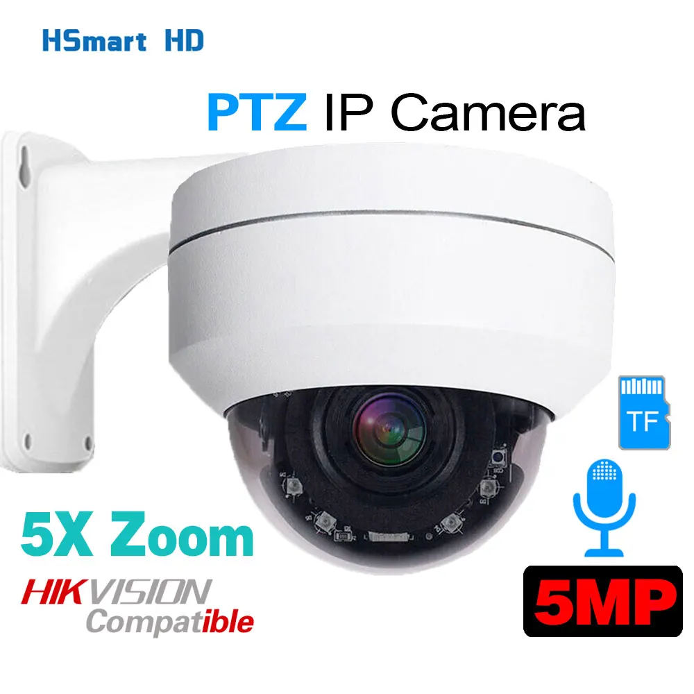 

8MP 4K HD Outdoor 5x Zoom 5MP Dome PTZ IP Camera H.265 CCTV Built-in Mic SD Card Slot Security Camera For Hikvision POE NVR
