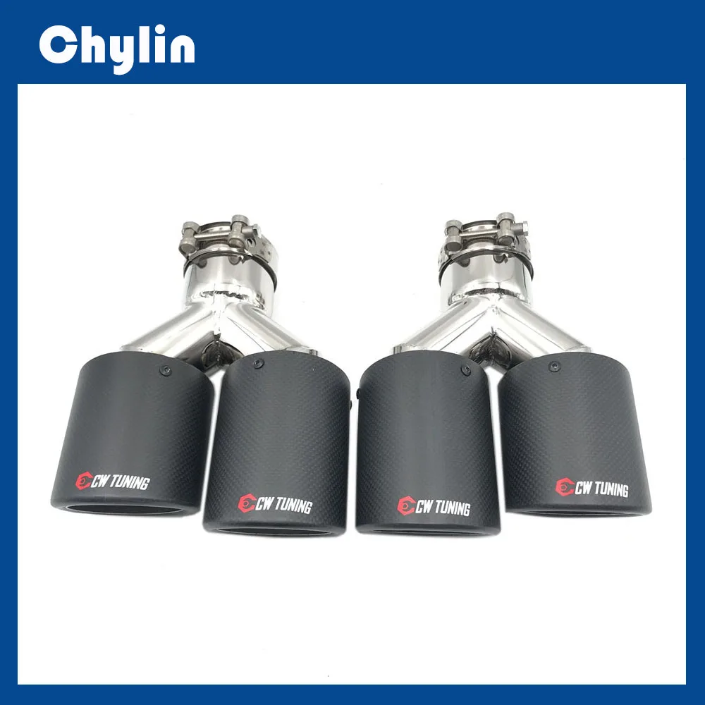 Wholesales A Pair Universal Dual Matt Carbon Fiber Exhaust Tip Steel Pipe Muffler for BMW For Benz Ak | Автомобили и мотоциклы