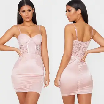 

2020 New Women Sexy Designer Lace Bandage Dress Ladies Evening Celebrity Mini Party Dress Vestido