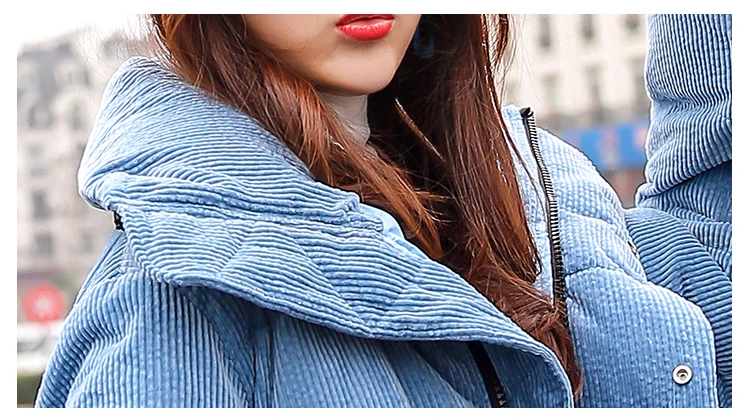 Синий пуховик, женская короткая куртка, новинка 2019, зимнее пальто, женская верхняя одежда, модный толстый свободный пуховик, женские топы WM187