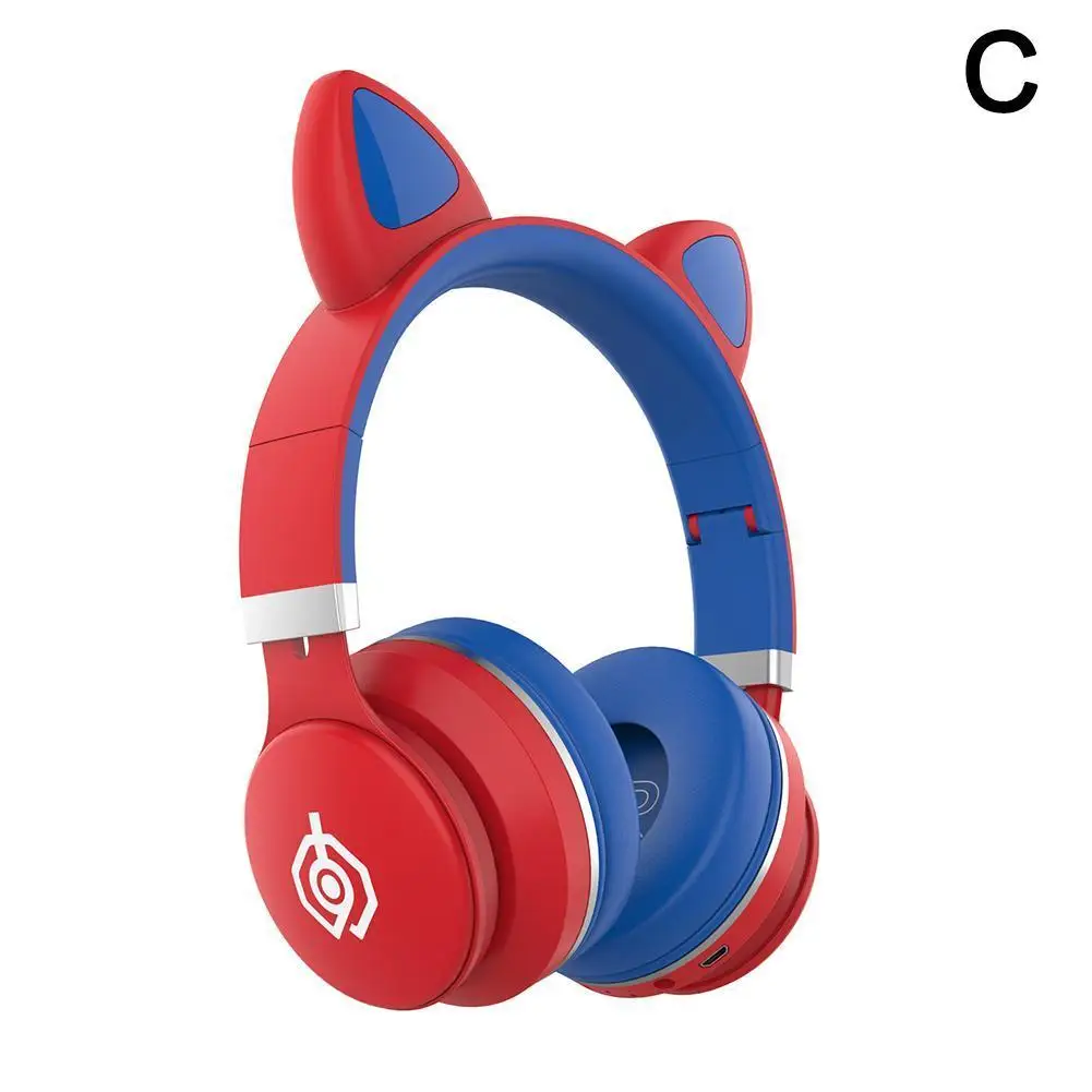Bluetooth 5 0 Earphone LED Cat Ear Stereo Headphones Kids Mic Plug TF With 3 5mm Headset Young Card People Support V0Y5