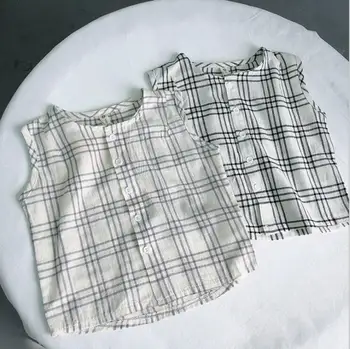 

2020 new boys girls plaid shirt cotton summer fashion kids top 2-7 years HV51
