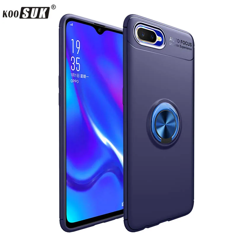 

Protection Rotate Metal Ring Phone Case For OPPO K1 R15x Silicone Car Magnetic Stand Holder shell For OPPO Rx17 Neo Back Cover