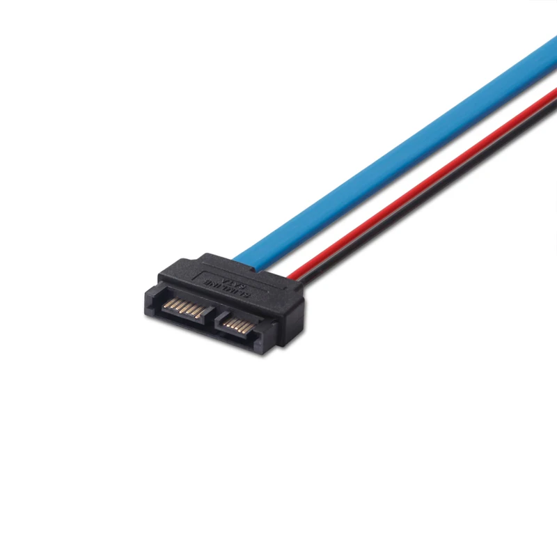 Lingable Sata Adaptador Cabo Serial Ata 22pin Mais 15 Fêmea para Slimline Sata 13pin Mais Conector Macho Conterver Cabos 30cm - Imagem 3