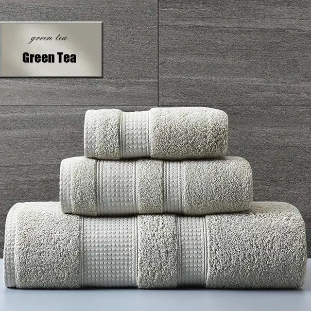 Green Tea 41 набор плотных полотенец, одноцветные банные полотенца из хлопка для ванной комнаты, полотенце для душа для лица и для взрослых, домашний отель toalla de ducha - Цвет: Green Tea