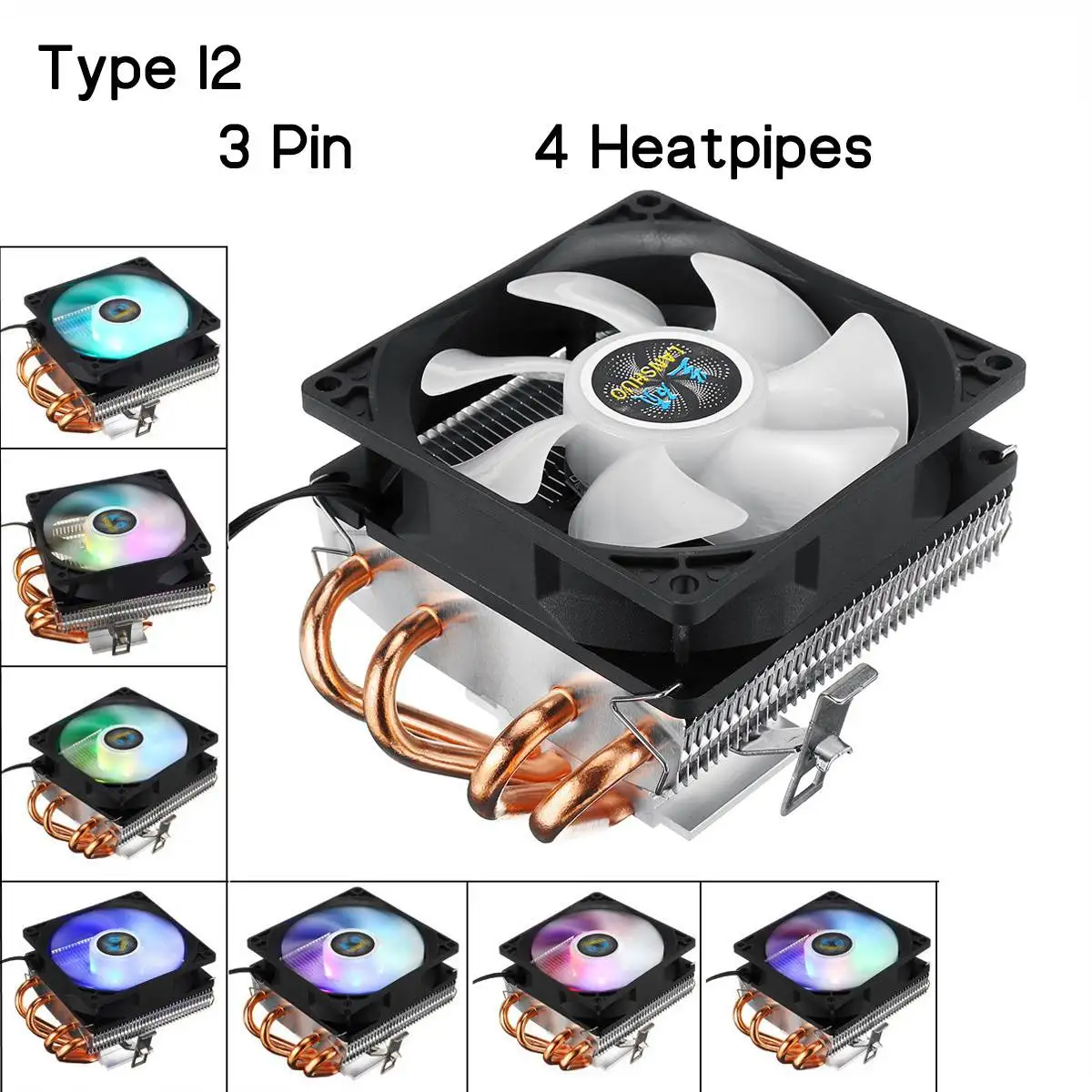 Процессор охлаждающий вентилятор радиатора 2/4/6 Медь с тепловым стержнем heat pipe 3/4Pin RGB Вентилятор Кулер для Intel 775/1150/1151/1155/1156/1366 и AMD все платформы