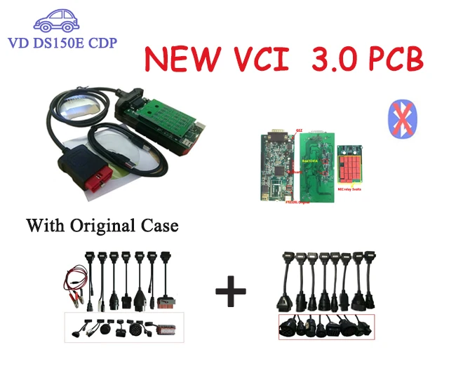Полный набор автомобильных грузовых кабелей для Новых vci vd ds150e cdp с Bluetooth TCS CDP PRO Plus. R0. r3 keygen obd2 сканер с коробкой - Цвет: truck car cable NOBT