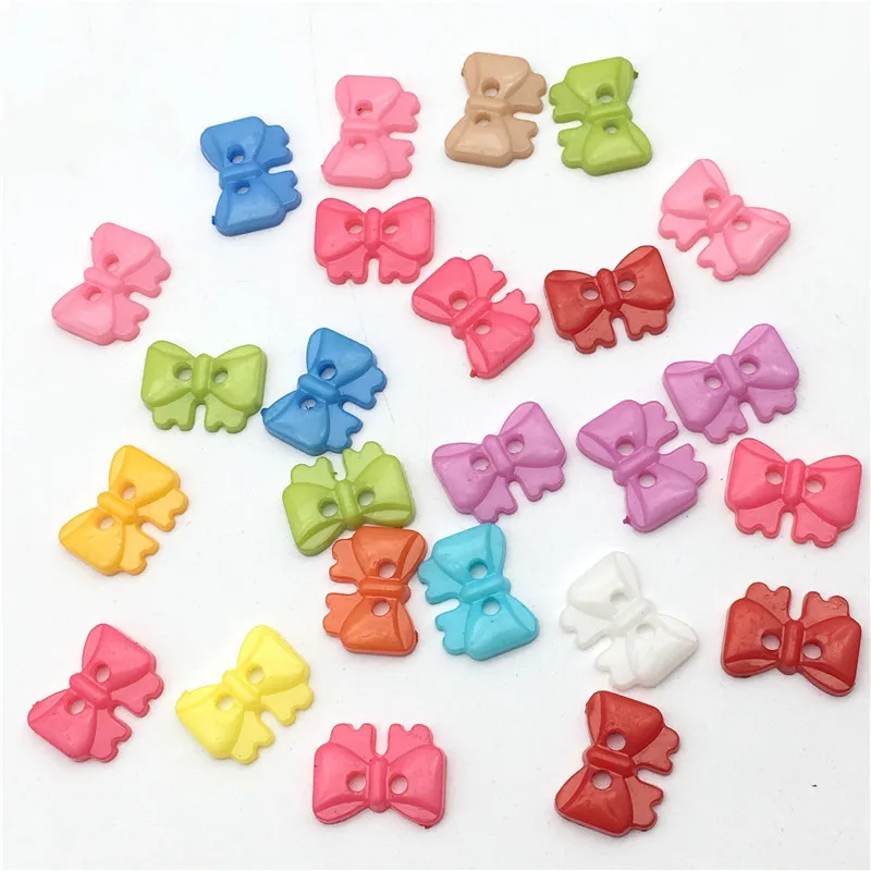 100pcs 14x11mm Baby's Cartoon Bow Shape Buttons Sewing Butterfly Tie DIY Crafts Scrapbooking Cardmaking Embellishments | Дом и сад