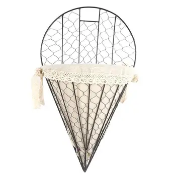 

1pc Iron Art Rattan Woven Flower Basket Tapered Iron Frame Cloth Hanging Flower Basket Wall Mounted Hanging Flower Holder
